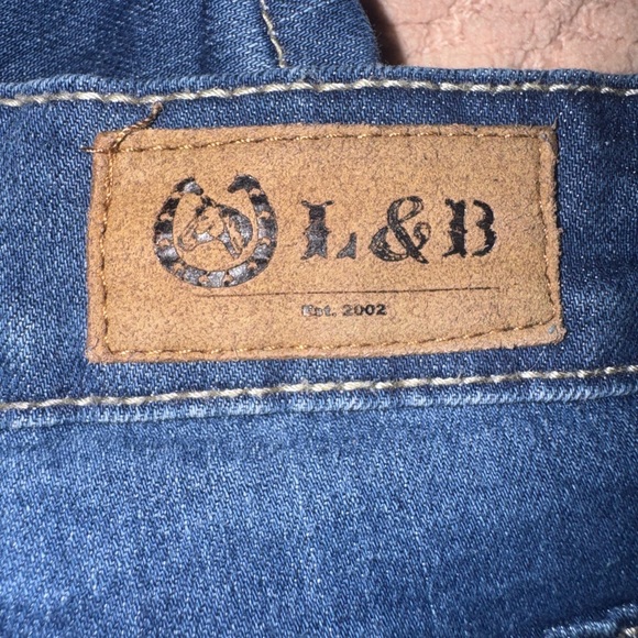 L&B Lucky & Blessed Blue Denim Leopard Patch Cuffed Jeans – Size 12 - Picture 16 of 16